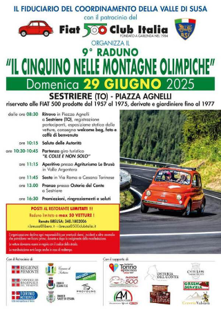Sestriere - Torna il raduno delle storiche Fiat 500: il 29 giugno nona edizione tra motori e montagne